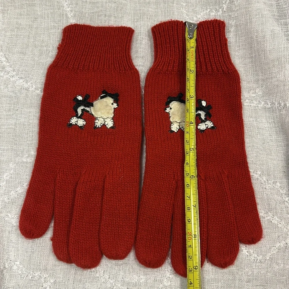 Vintage gloves with poodle appliqué